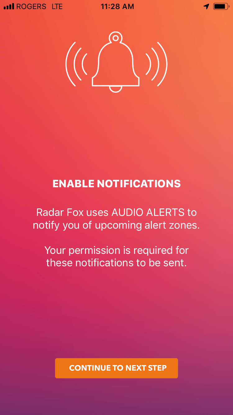 Enable notifications for the Radar Fox mobile app